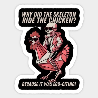 Cool Skeleton Riding Chicken Sticker